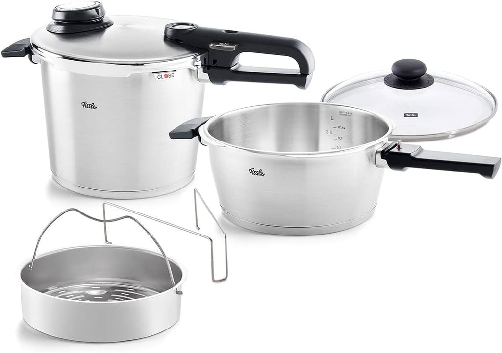 Vitavit Premium Pressure Cooker Set, 3.7 Quart and 6.3 Quart with Glass Lid