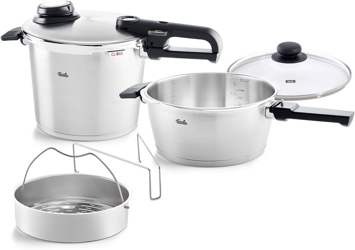 Vitavit Premium Pressure Cooker Set, 3.7 Quart and 6.3 Quart with Glass Lid