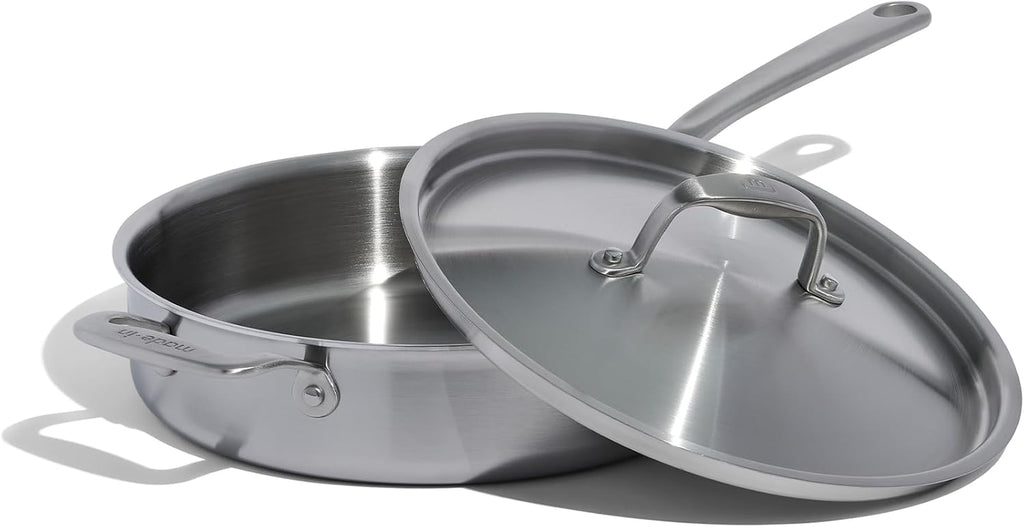 Made In Cookware – 7 Piece Stainless Steel Cookware Set – 5-Ply Stainless Clad – Includes Frying Pan, Saucepan, Saute Pan, Stock Pot – Professional Cookware – Crafted in Italy – Induction Compatible