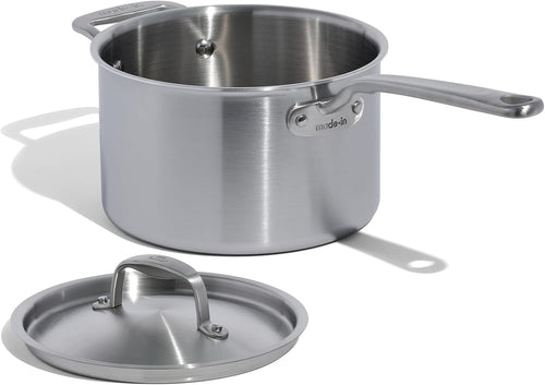 Made In Cookware – 7 Piece Stainless Steel Cookware Set – 5-Ply Stainless Clad – Includes Frying Pan, Saucepan, Saute Pan, Stock Pot – Professional Cookware – Crafted in Italy – Induction Compatible