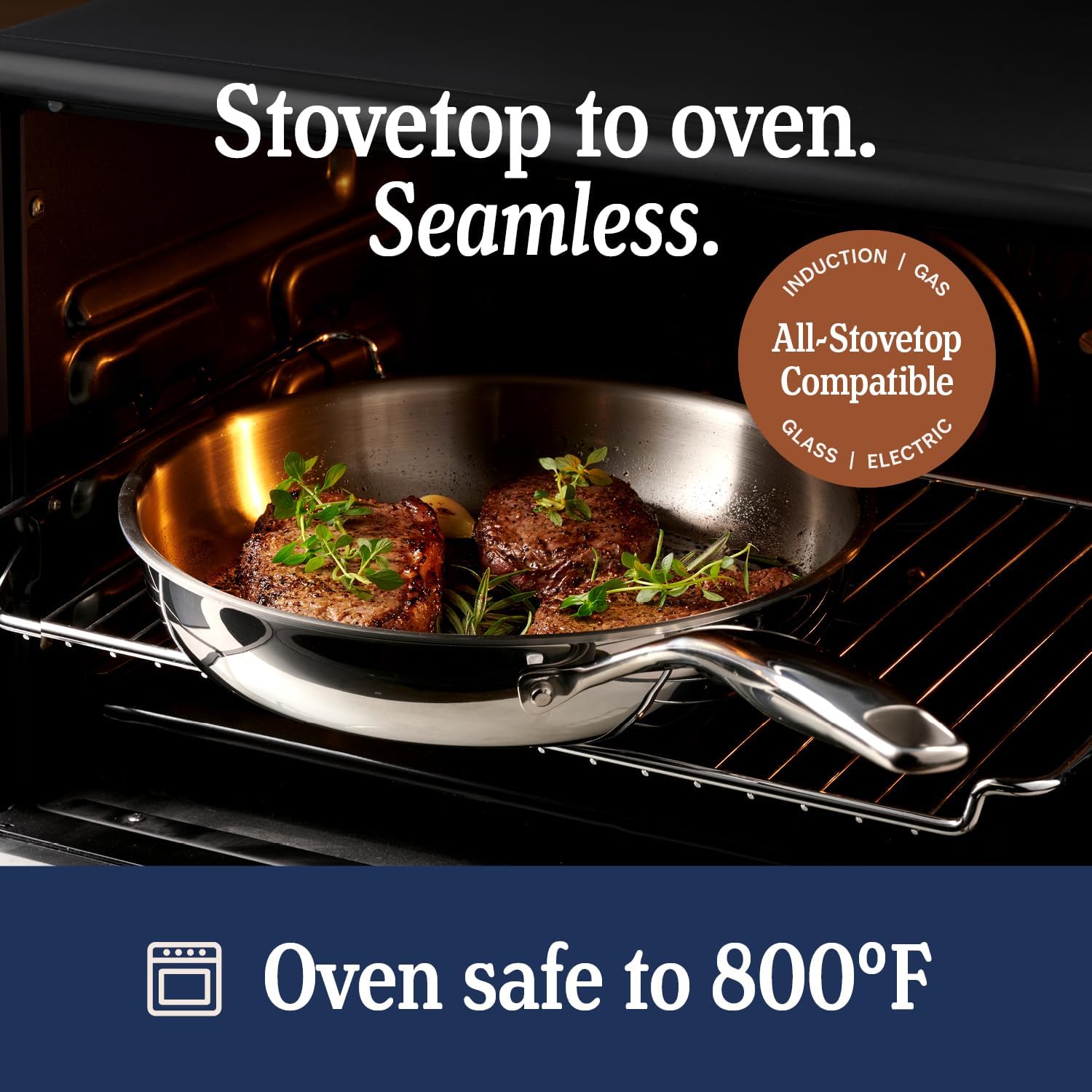 5-Ply Stainless Steel Cookware Set, 12-Piece Pots and Pans Set - Induction Compatible, Oven Safe 800°F - Non-Toxic, No Coatings - Built to Last Generations