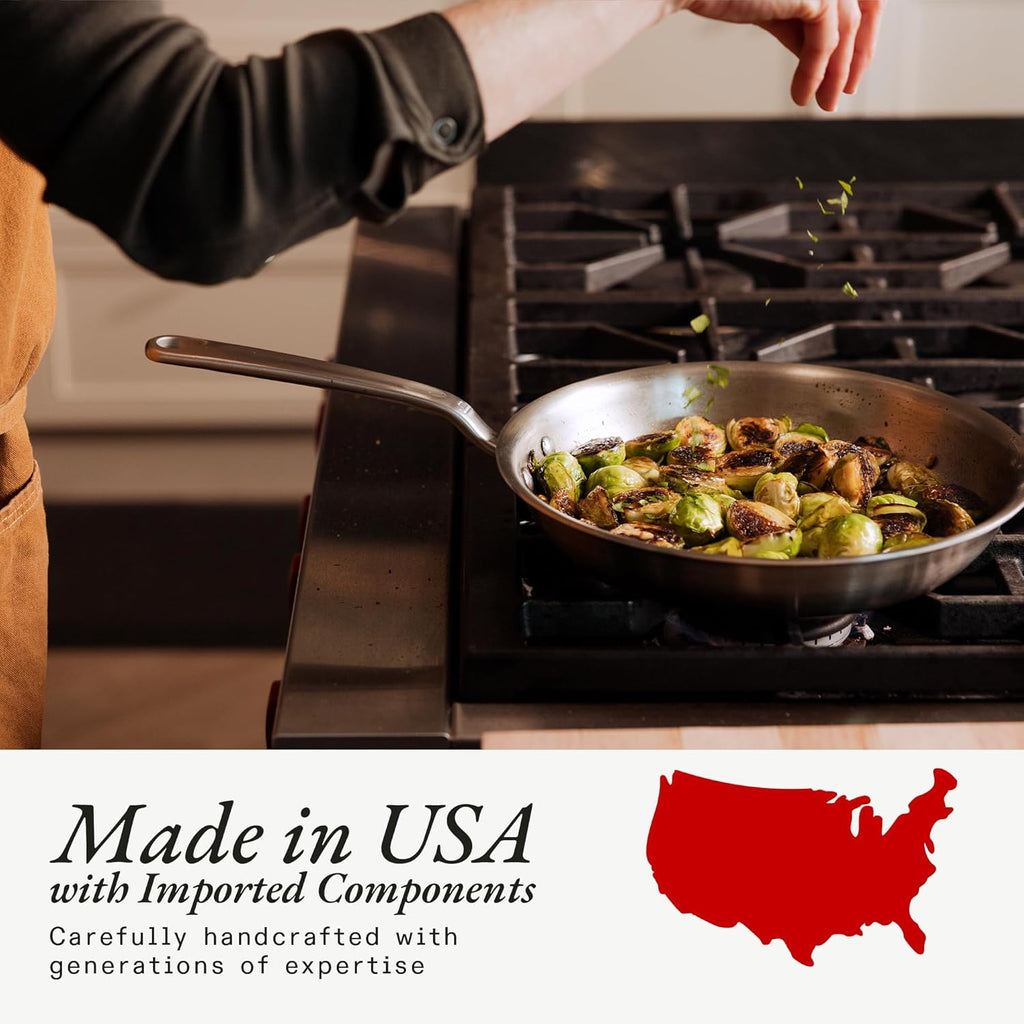 Made In Cookware – 7 Piece Stainless Steel Cookware Set – 5-Ply Stainless Clad – Includes Frying Pan, Saucepan, Saute Pan, Stock Pot – Professional Cookware – Crafted in Italy – Induction Compatible