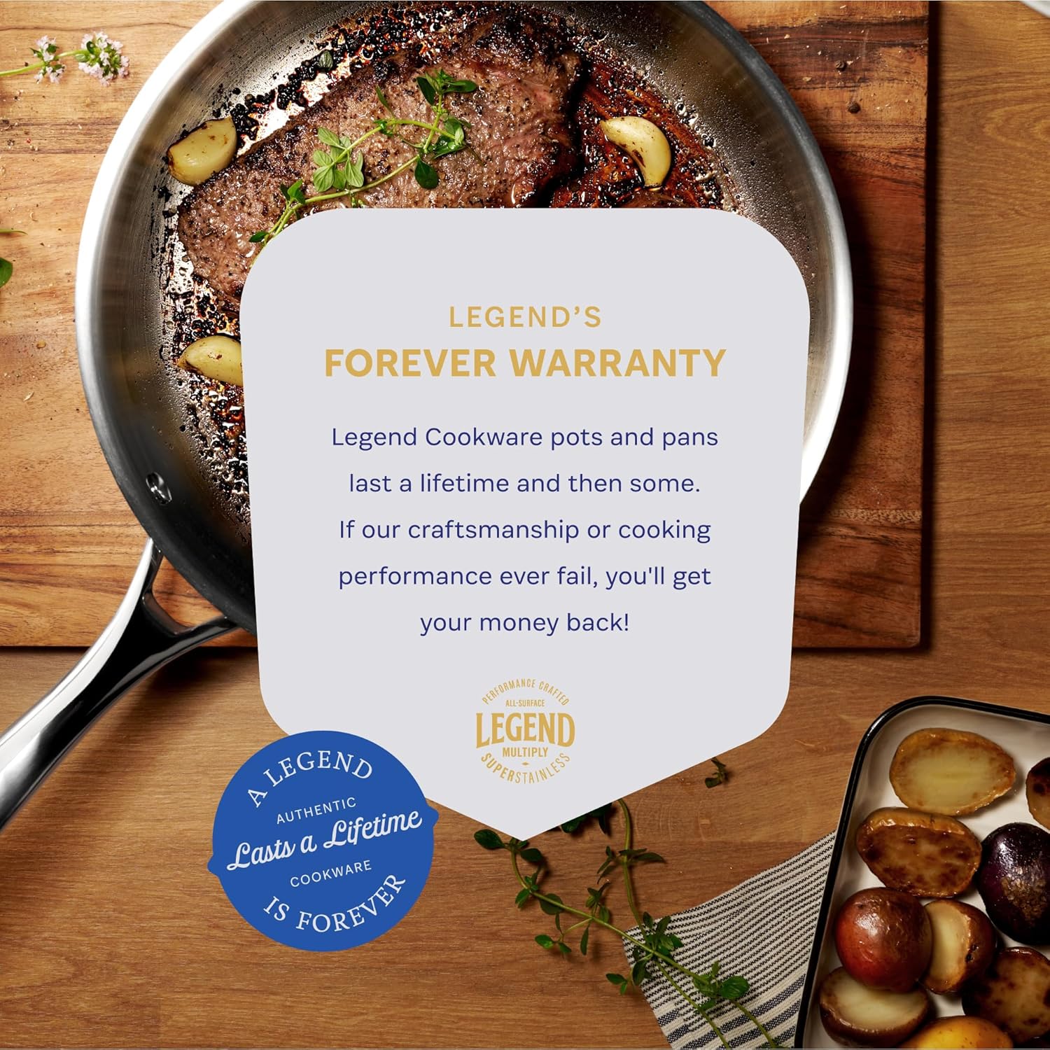 5-Ply Stainless Steel Cookware Set, 12-Piece Pots and Pans Set - Induction Compatible, Oven Safe 800°F - Non-Toxic, No Coatings - Built to Last Generations